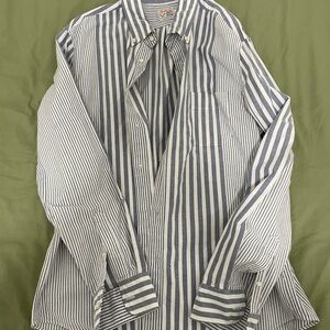 J. Crew Blue and White Vertical Stripe Button-Down Shirt